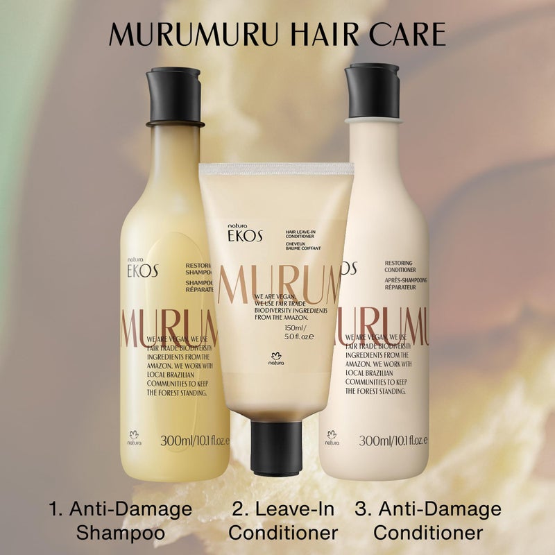 Natura Murumuru Hair Leave-In Conditioner, 1.5 oz - Unisex, For Frizzy Hair - Repairs Split Ends, Reduces Frizz, Detangles, Vegan - Image 5